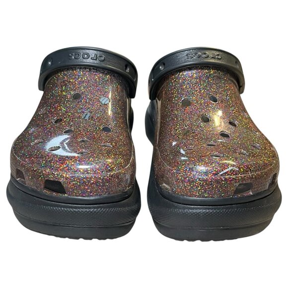 Crocs Platfirm Clogs Womens Sz 8 Classic Bae Pride Translucent Glitter - Picture 2 of 16
